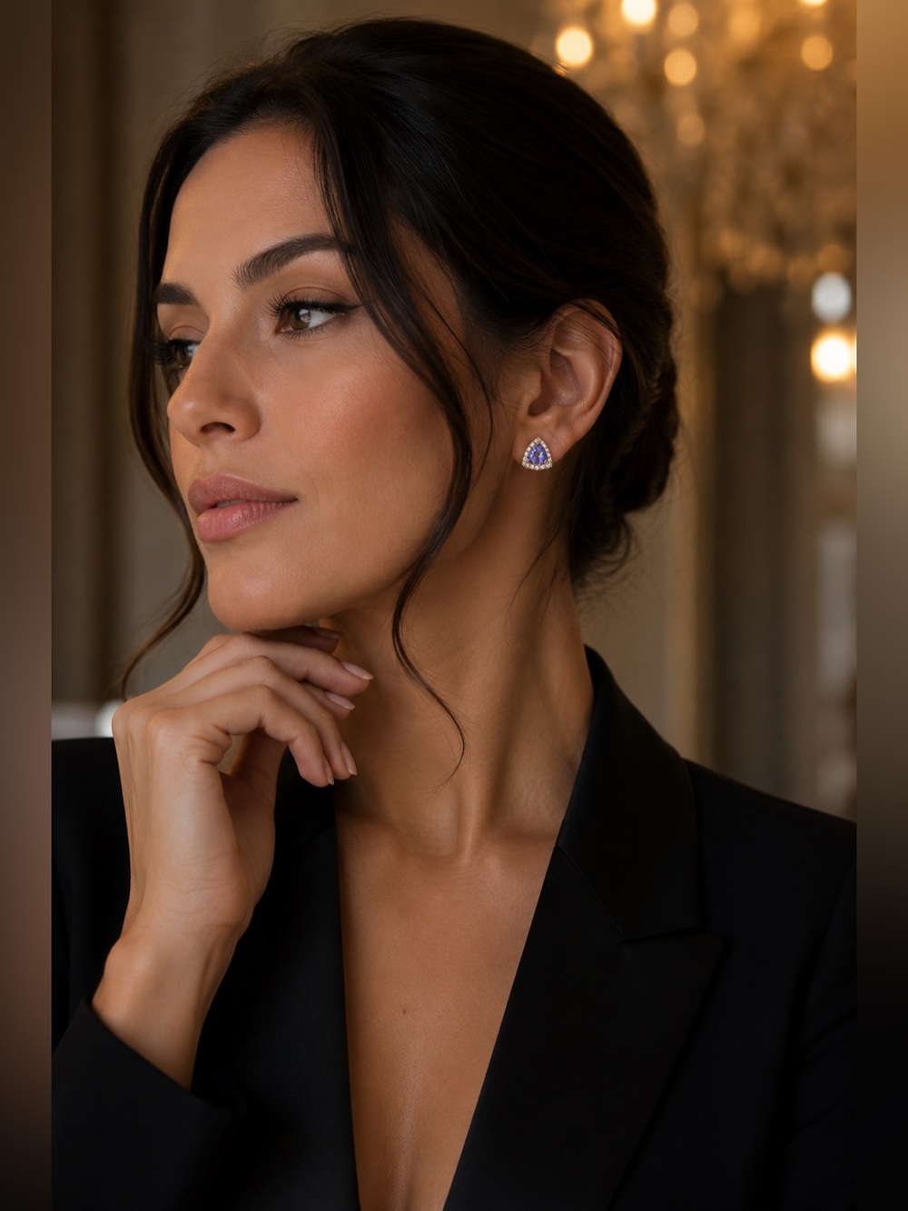 Effy Jewelry 14K Gold Tanzanite & Diamond Stud Earrings